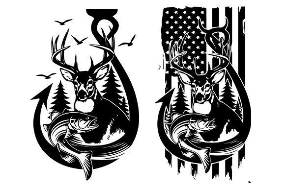 Bundled Patriotic Fishing and Hunting Flag Design