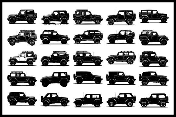Classic off-Road 4x4 Silhouette Set3