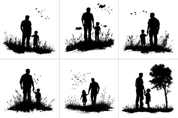 Dad Daughter Son Silhouette Craft Vector Review