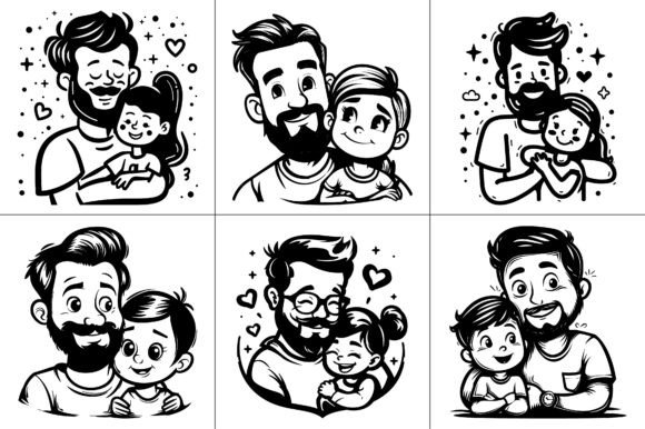 Dad Father Silhouette Clipart Line Art