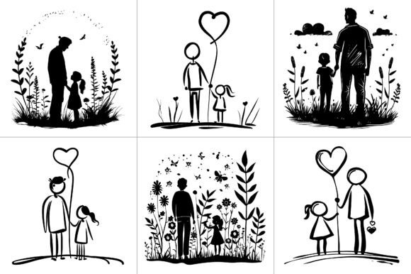 Fathers Day Silhouette Clipart Line Art Review