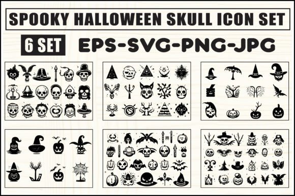 Spooky Halloween Skull Icon Bundle